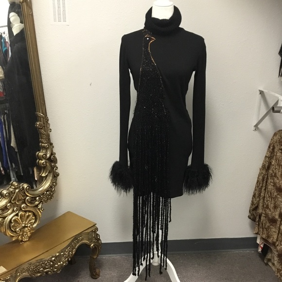 Peacock faux fur dress Like New - Picture 2 of 7
